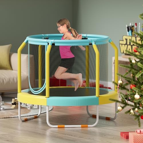 GYMAX Kids' Trampoline Outdoor Birthday Gift for Boys Girls | GYMAX 48" Kids Trampoline with Safety Features Non-Slip H