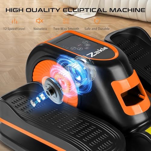 Zakle Electric Elliptical Machine for Home Office Users, Quiet Seated Pedal Exerciser with Remote Control and 12 Speed L