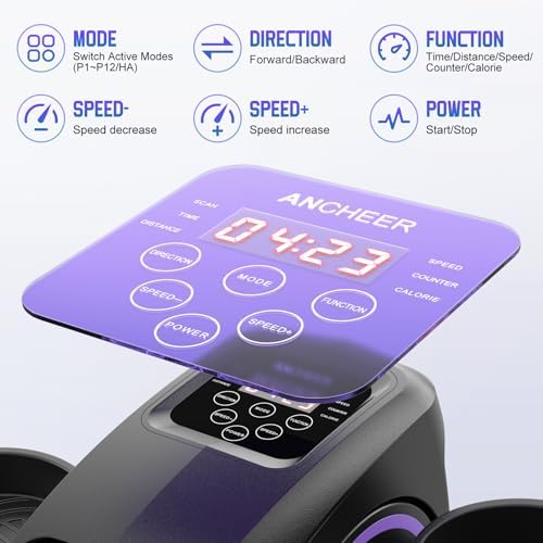 ANCHEER Electric Seated Pedal Exerciser for Seniors with LCD Display Monitor | Portable Quiet ANCHEER Elliptical Machin