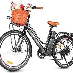 ANCHEER 26'' Electric Bike for Adults, Peak 750W, Up to 50 Miles Step Through Commuter Ebike | ANCHEER 48V/374Wh Batter