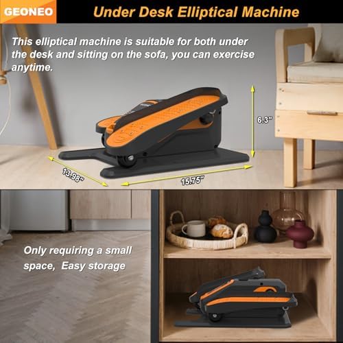 Under Desk Elliptical Machine, Quiet & Small Electric Seated Pedal Exerciser for Senior, Featuring Remote Control & 12 A