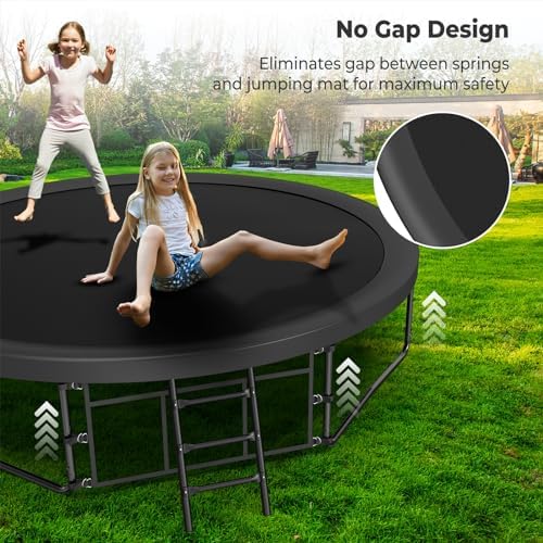 Lyromix 12 14 15 16FT Outdoor Trampolines for Kids and Adults | Lyromix Pumpkin Trampolin with Curved Poles for Kids an