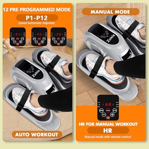 Zakle Electric Elliptical Machine for Home Office Users, Quiet Seated Pedal Exerciser with Remote Control and 12 Speed L