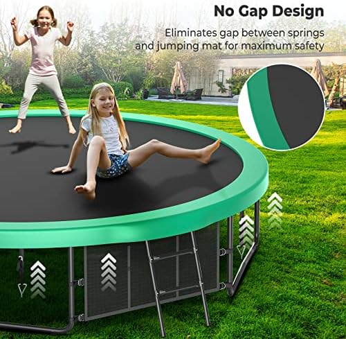 Lyromix 12-16FT Trampoline with Basketball Hoop and Lights for Kids and Adults | Lyromix Recreational Trampoline with S