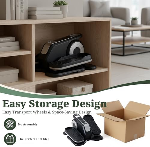 Under Desk Elliptical Machine for Seniors, Quiet Seated Pedal Exerciser with Remote Control, 3 Modes & 12 Adjustable Spe