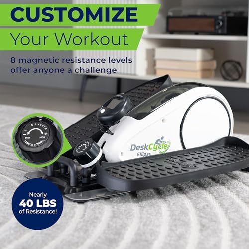 DeskCycle Ellipse Leg Exerciser - Under Desk Elliptical Machine - Compact Equipment for Office Workers - Desk Exercise W
