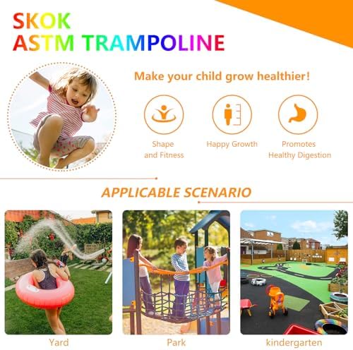 SKOK Kids Outdoor Trampoline, 400LBS ASTM Approved Net Trampoline, Kid Friendly, Outdoor Play, Durable and Safe, 12ft Di