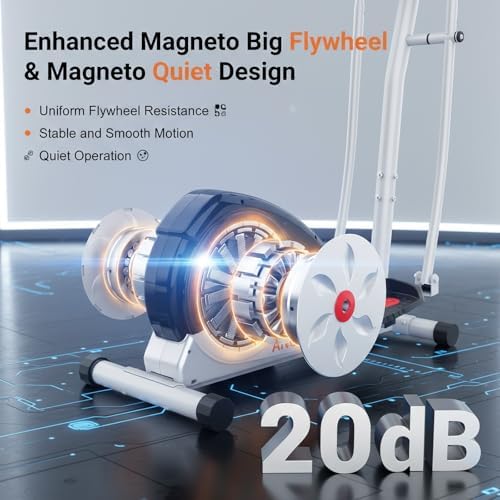 ANCHEER Elliptical Exercise Machine for Home Gym, Ultra-Silent Elliptical Trainer with Pulse Rate Grips, Smooth Resistan