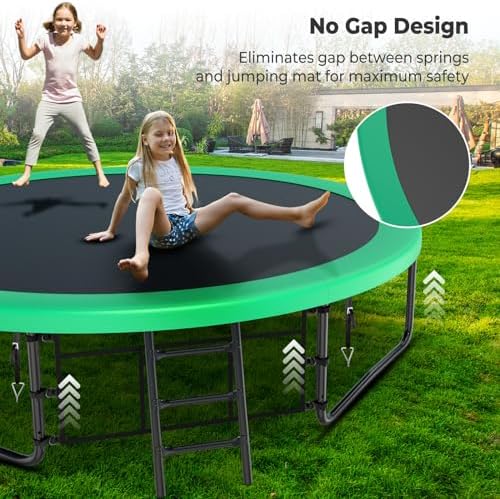 Lyromix 12-16FT Trampoline with Basketball Hoop and Lights for Kids and Adults | Lyromix Recreational Trampoline with S