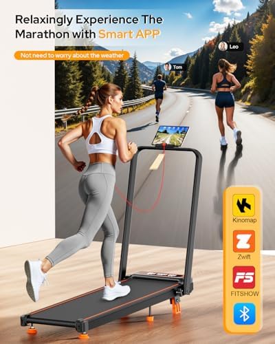 Portable Treadmill Walking Pad with 12% Incline & Handle Bar for Home | 350+lb Capacity & 4 Adjustable Incline Smart Ap