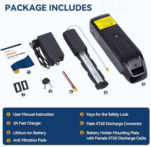 36V 48V 52V Ebike Battery 15Ah 20Ah Lithium Battery for 0-1200W Electric Bike with Fast Charger and BMS, LED Indicator,