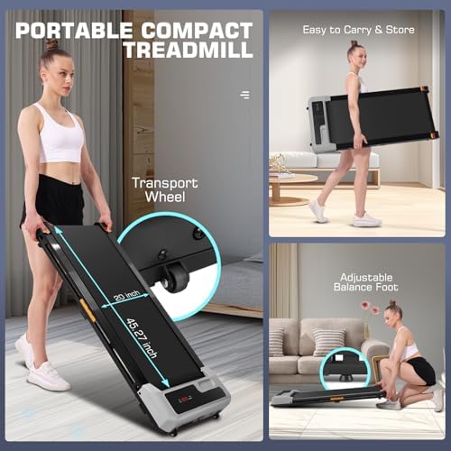 ANCHEER Portable Desk Treadmill, |5HP Walking Pad Treadmill, Home Office Gym Fitness, Easy Installation, Remote Control,