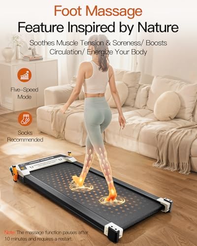 FUNRAY Versatile Walking Pad Treadmill with Incline - Dual-Sided Under Desk Treadmill with Foot Massage for Home & Offi
