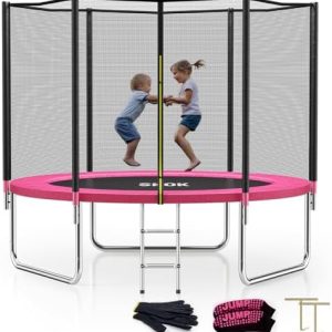 SKOK Kids Outdoor Trampoline, 400LBS ASTM Approved Net Trampoline, Kid Friendly, Outdoor Play, Durable and Safe, 12ft Di