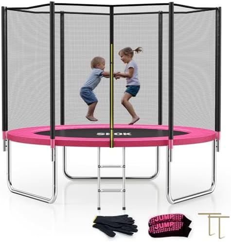 SKOK Kids Outdoor Trampoline, 400LBS ASTM Approved Net Trampoline, Kid Friendly, Outdoor Play, Durable and Safe, 12ft Di
