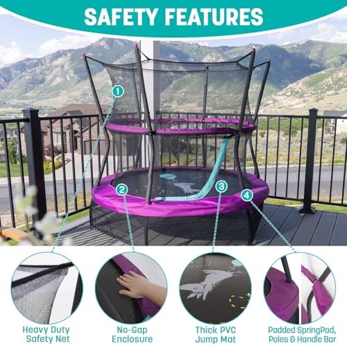 Skywalker Trampolines No-Spring Design Mini Trampoline for Kids and Toddlers 60" Enclosure Net Skywalker Trampolines No-