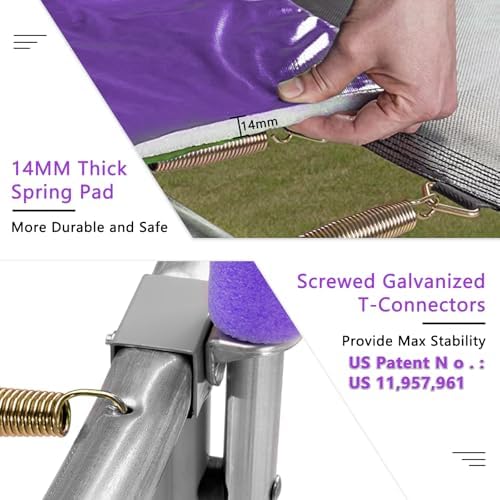 SKOK Kids Outdoor Trampoline, 400LBS ASTM Approved Net Trampoline, Kid Friendly, Outdoor Play, Durable and Safe, 12ft Di