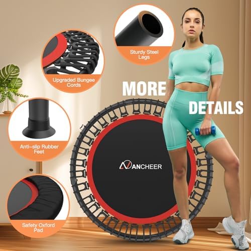 ANCHEER 450lbs Max Load Indoor Trampoline for Adults, Exercise at Home or in the Gym with 4 Level Adjustable Handle and