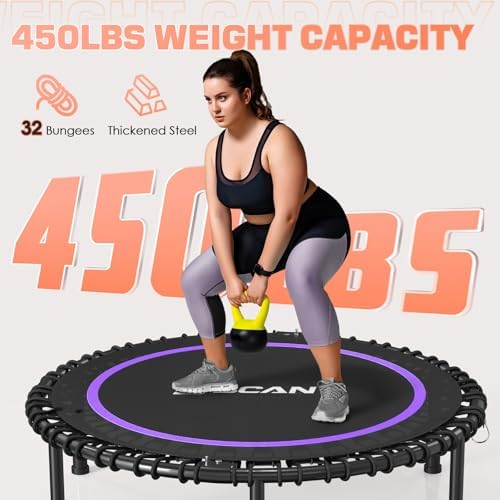 BCAN Durable 450LBS/550LBS Foldable Mini Trampoline for Adult Indoor/Outdoor Workout