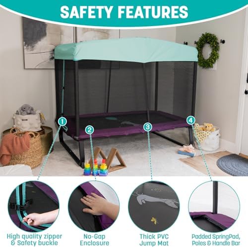 Skywalker 6x4FT Kids Mini Trampoline - Durable Steel Frame for Toddlers & Kids | Skywalker 6x4FT Kids Mini Trampoline -