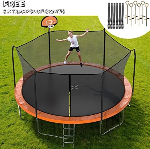 AOTOB Heavy Duty Trampoline with Safety Net and Hoop for Kids and Adults Outdoor Jumping