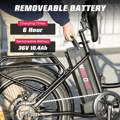 Windone E20 Electric Bike for Adults, 20'' x |0'' Tire & 350W Motor, 7 Speed Shimano, Max 20 MPH, 40 Miles Range, Urban