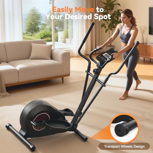 ANCHEER Quiet Elliptical Machine for Home Workout with 14 Resistance Levels and Pulse Rate Monitor | ANCHEER Elliptical