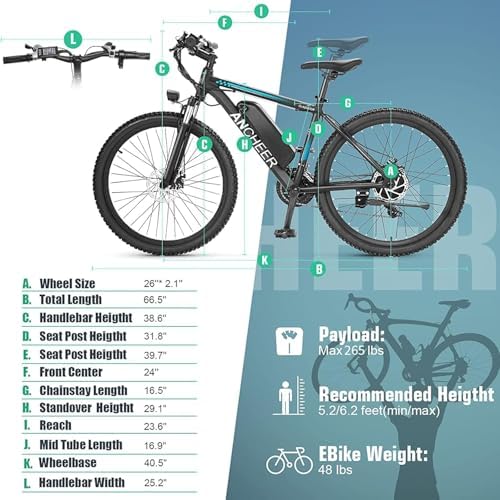 ANCHEER 750W Peak Electric Bike for Adults | UL2849 Compliant 22MPH 26" Electric Mountain Bike for Adults | 3H Fast Cha