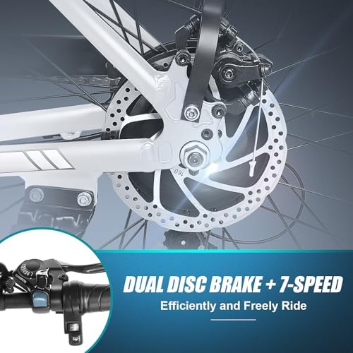 ANCHEER 48V 499Wh Electric Bike for Adults, 26" City Commuter Bike for Women Men, Up to 55 Miles Range, 3H Fast Charge,