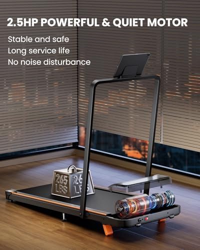 Home Office Walking Pad, Under Desk Treadmill with Incline, |5HP Portable Walking Treadmill, 265 Lbs Weight Capacity, Re