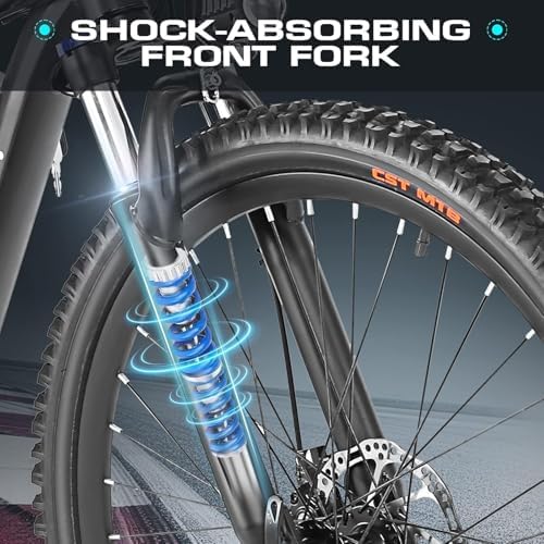 ANCHEER 500W 26" Electric Bike for Adults: Peak 750W, 48V 10.4Ah Battery, Up to 55 Miles 21 Speed 22MPH Electric Mountai