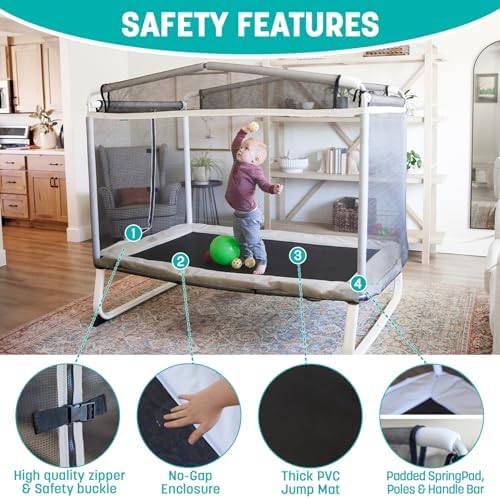 Skywalker 6x4FT Kids Mini Trampoline - Durable Steel Frame for Toddlers & Kids | Skywalker 6x4FT Kids Mini Trampoline -