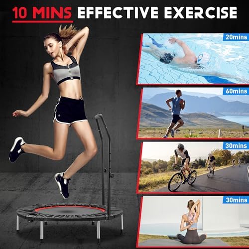 HYD-Parts 48" Mini Trampoline for Adults and Kids | Adjustable Bar | Indoor Fitness Trampoline | Max Load 440lbs HYD-Par