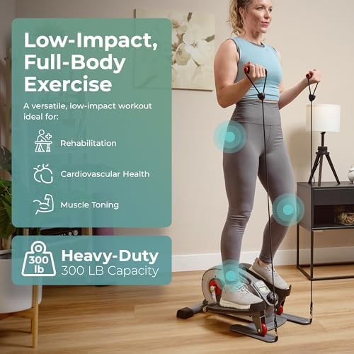 Sunny Health & Fitness Portable Elliptical Machine for Home Workout, Senior Friendly Sit/Stand, Free Sunnyfit App Connec