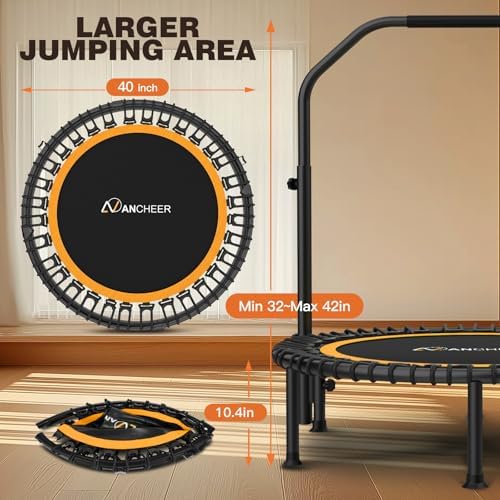 ANCHEER 48" Foldable Rebounder Trampoline for Adults Kids - Indoor & Outdoor, Max Load 550lbs ANCHEER 40" Foldable Rebou