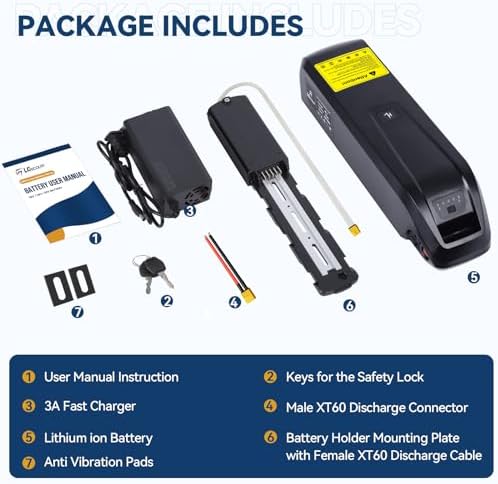 36V 48V 52V Ebike Battery 15Ah 20Ah Lithium Battery for 0-1200W Electric Bike with Fast Charger and BMS, LED Indicator,
