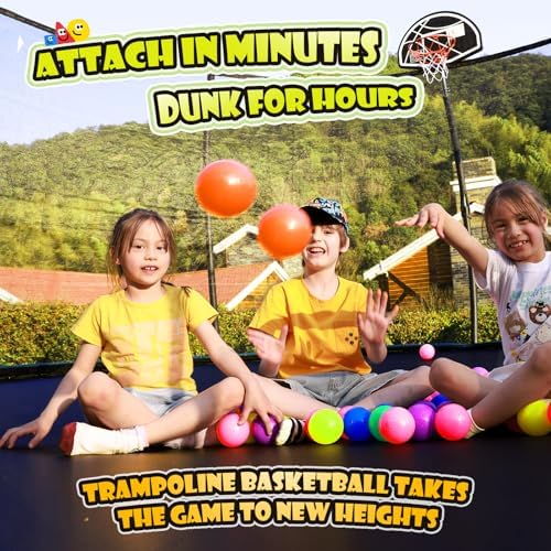 Lyromix 12-16FT Trampoline with Basketball Hoop and Lights for Kids and Adults | Lyromix Recreational Trampoline with S
