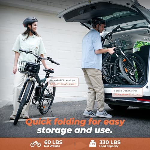 Electric Bike, 1000W/750W/500W Peak Motor, Removable Battery, Shock Absorber, Commuting Electric Bike for Adults, 75/60/