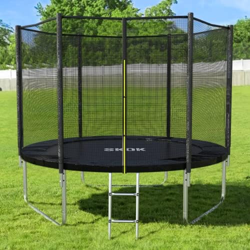 SKOK Kids Outdoor Trampoline, 400LBS ASTM Approved Net Trampoline, Kid Friendly, Outdoor Play, Durable and Safe, 12ft Di