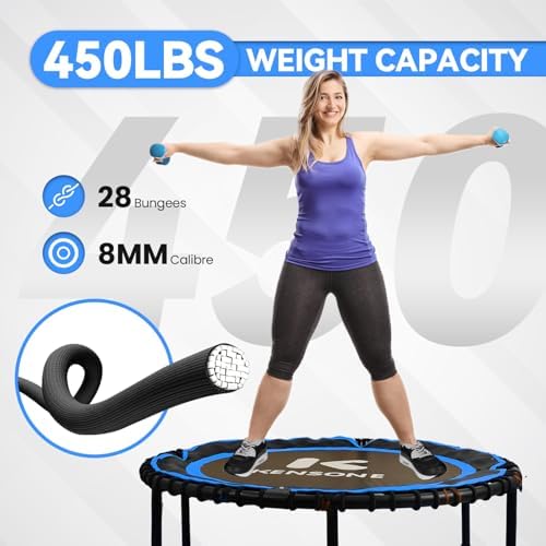 450/550 Lbs Quiet Indoor Mini Trampoline for Adults | Fitness Gym Workout | 40/48" Foldable Rebounder Trampoline with Bu