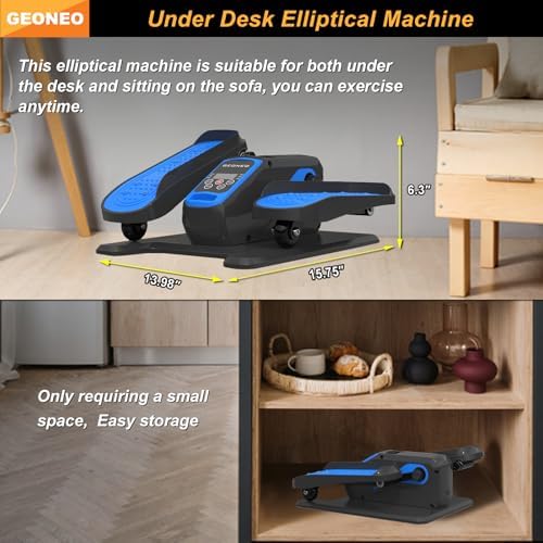 Under Desk Elliptical Machine, Quiet & Small Electric Seated Pedal Exerciser for Senior, Featuring Remote Control & 12 A