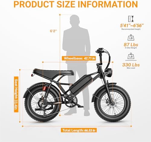 Electric Bike for Adults, 2000W/1500W Peak Motor, All Terrain Ebike Electric Bike for Adults, 20"/16" Fat Tire Ebike,