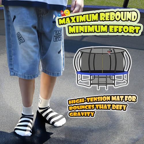 Lyromix 12-16FT Trampoline with Basketball Hoop and Lights for Kids and Adults | Lyromix Recreational Trampoline with S