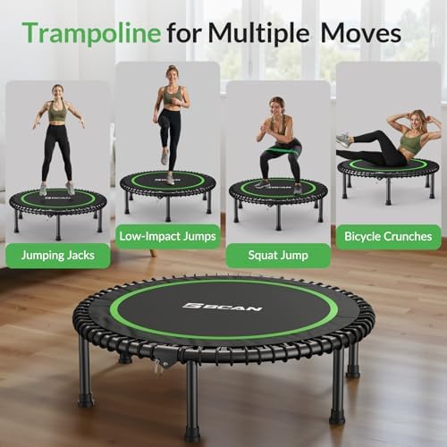 BCAN Durable 450LBS/550LBS Foldable Mini Trampoline for Adult Indoor/Outdoor Workout