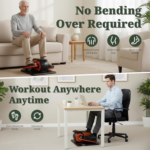 Under Desk Elliptical Machine for Seniors, Quiet Seated Pedal Exerciser with Remote Control, 3 Modes & 12 Adjustable Spe