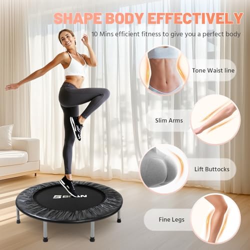 BCAN Mini Trampoline for Adults Indoor Workout with Safety Pad, Rebounder Exercise Trampoline, Max Load 300lbs BCAN Fo