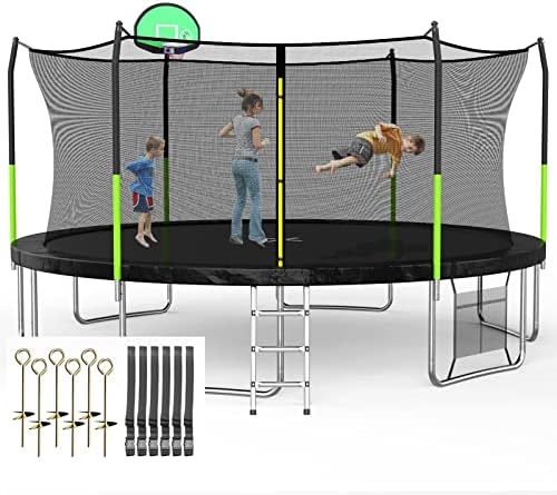 SKOK Kids Outdoor Trampoline, 400LBS ASTM Approved Net Trampoline, Kid Friendly, Outdoor Play, Durable and Safe, 12ft Di
