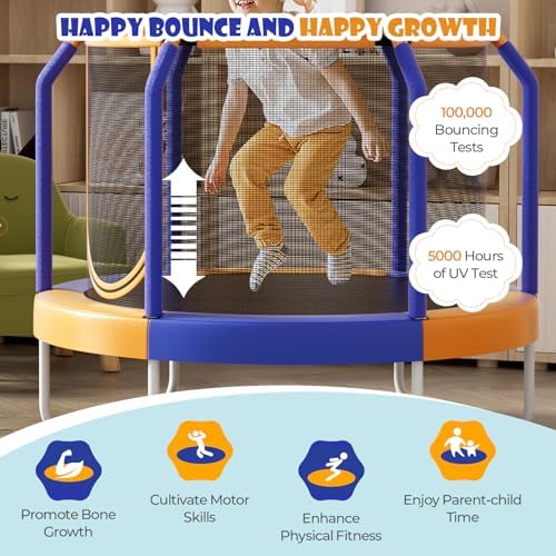 GYMAX Kids' Trampoline Outdoor Birthday Gift for Boys Girls | GYMAX 48" Kids Trampoline with Safety Features Non-Slip H