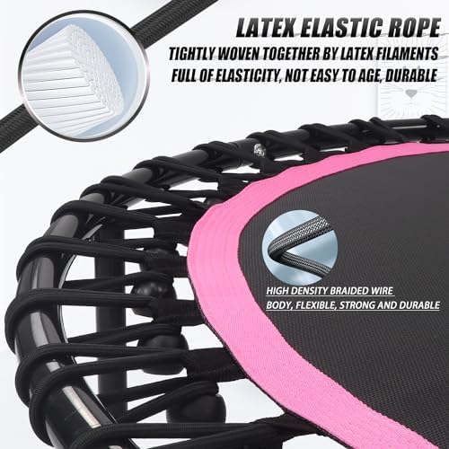 NEWAN Silent Mini Trampoline for Adults - 40" to 48" Diameter, Max Limit 330lbs, Silent Bungee Rebounder Jumping Cardio