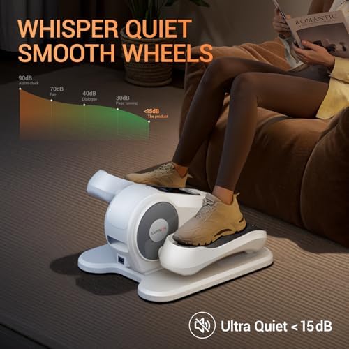 Under Desk Elliptical Machine for Home Office with Remote Control and Auto Mode | Mini Seated Pedal Exerciser with 12 S